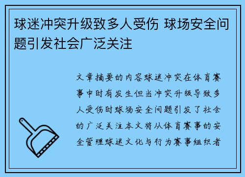 球迷冲突升级致多人受伤 球场安全问题引发社会广泛关注